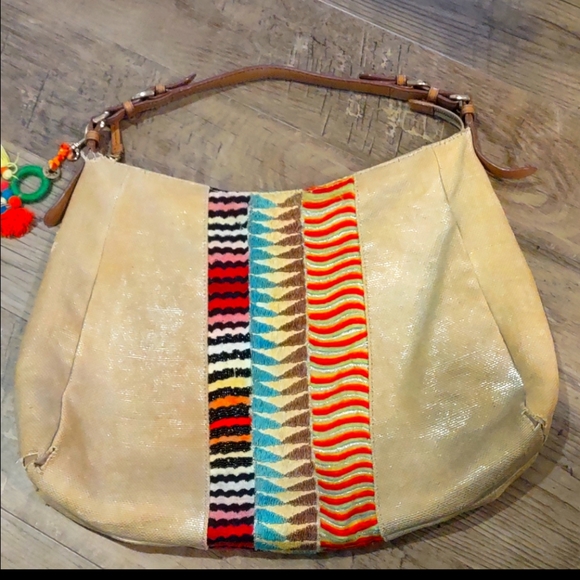 Anthropologie Handbags - Anthropologie Jasper and Jeera gold and metallic colorful embroidered purse